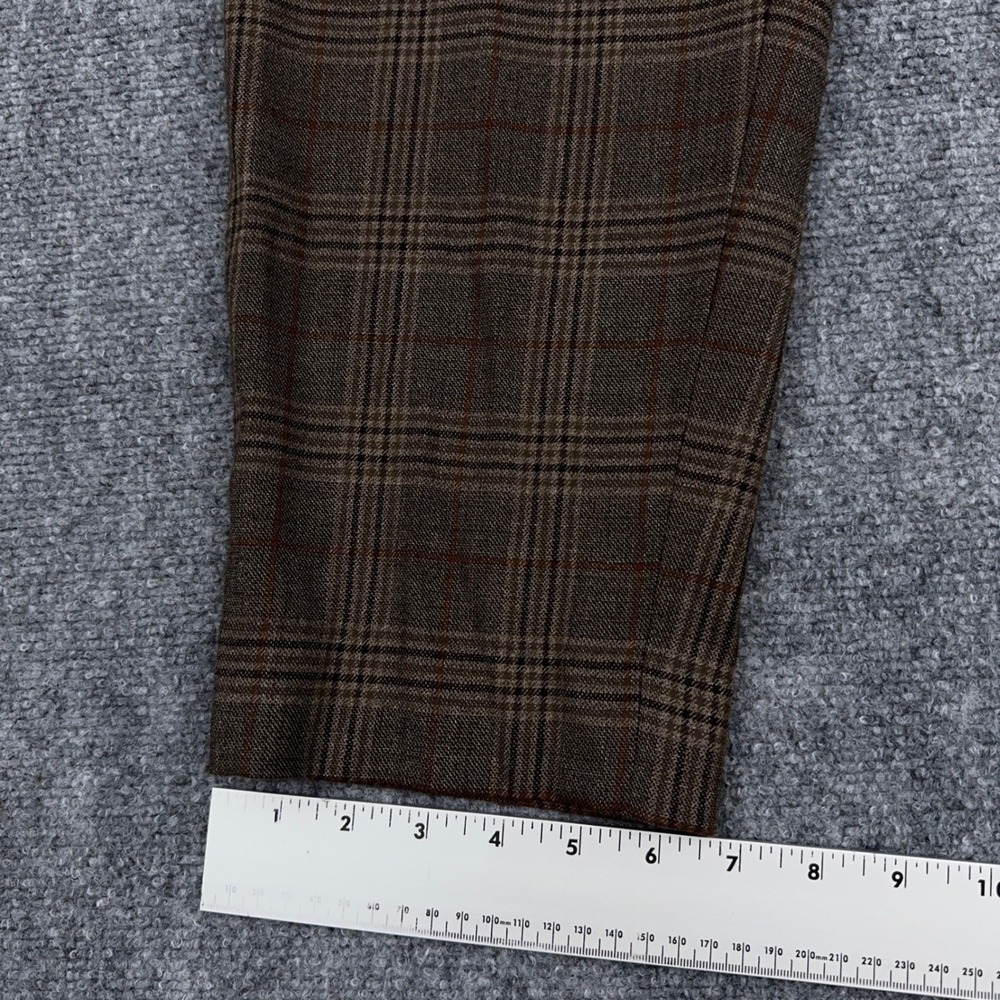 Lauren Ralph Lauren Dress Pants Men 38x30 Brown Glen Plaid Wool Blend HEMMED 26" - Picture 8 of 9